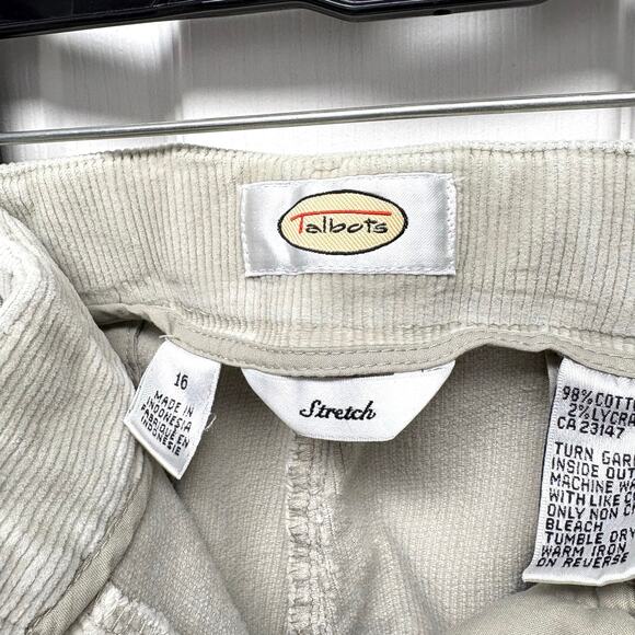Vintage Talbots Corduroys, Off White, Gauchos, Wide Leg Cropped, Size 16 - Picture 2 of 5